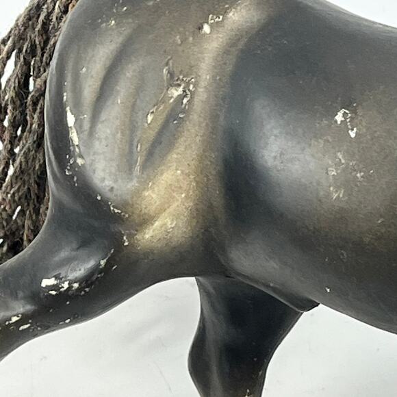 Vintage KT 1970s Black Rearing Plastic Horse Figure Toy Yarn Tail Hong Kong 10" - Picture 11 of 13